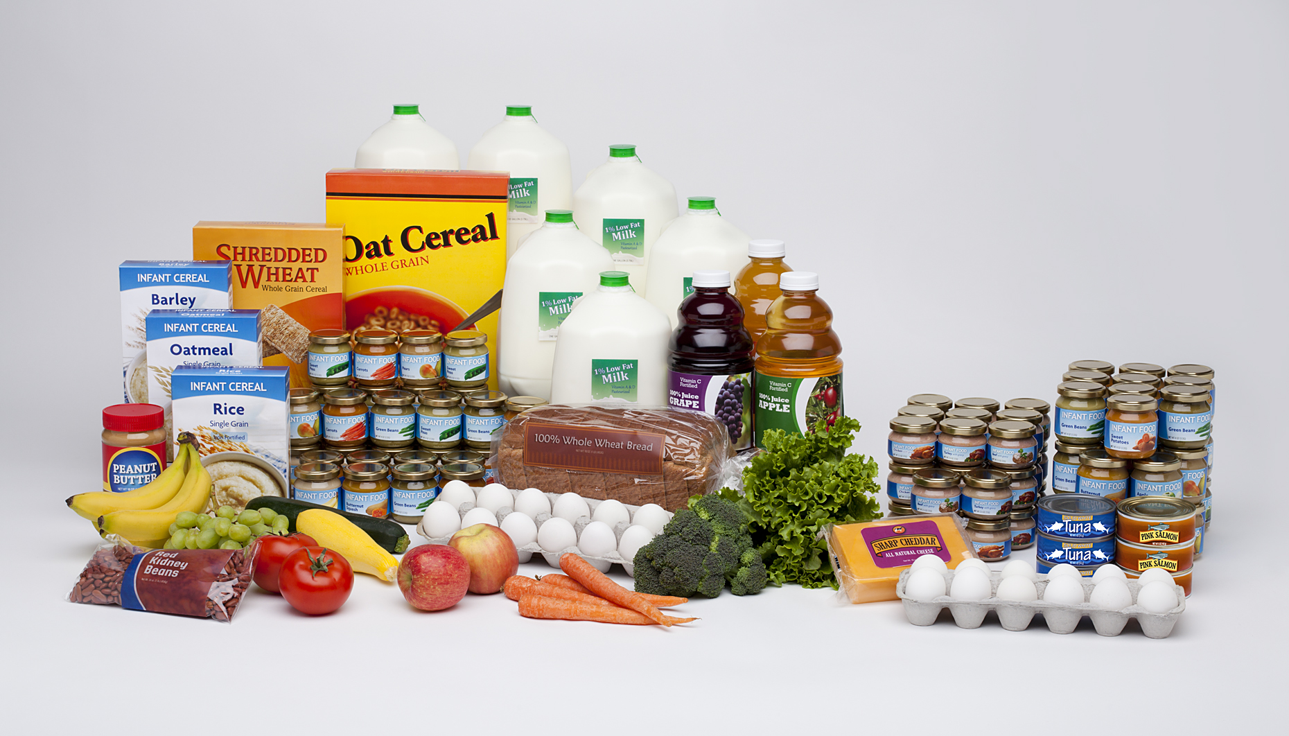 Image of the contents of a full breastfeeding package.