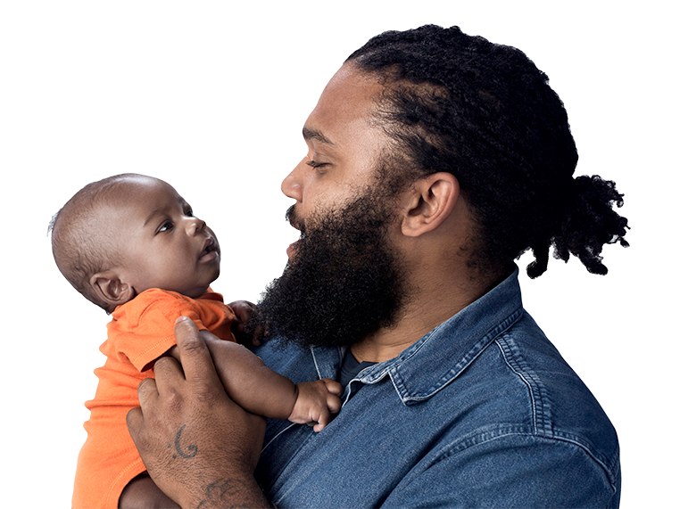 Image of a father with his baby