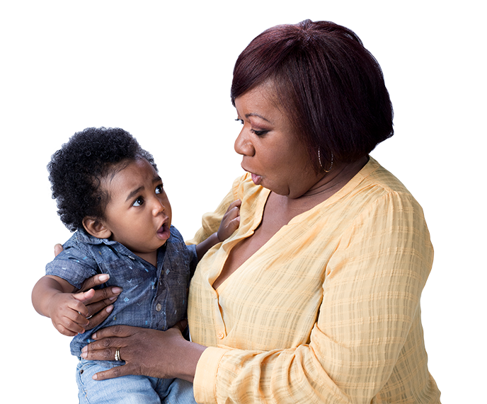 Image of a grandmother holding her grandson